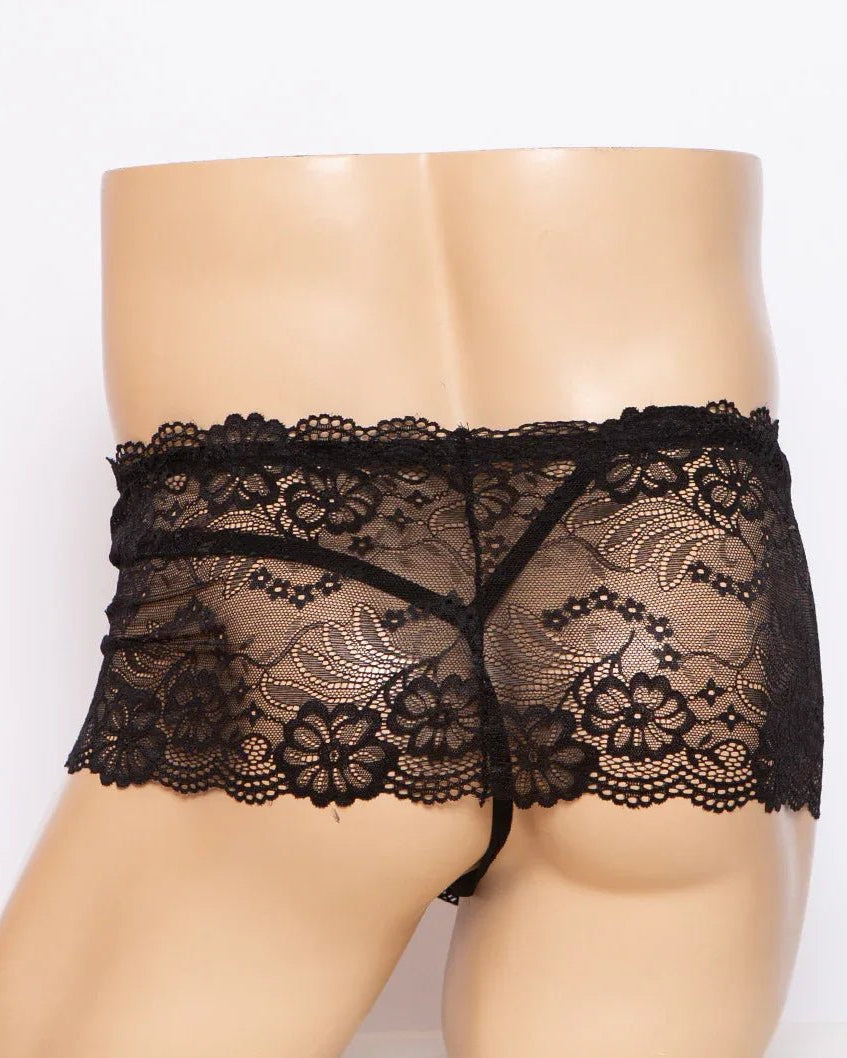 Men's Low Rise Sheer Lace G-String