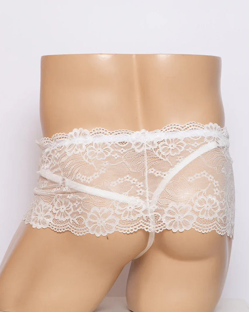 Men's Low Rise Sheer Lace G-String