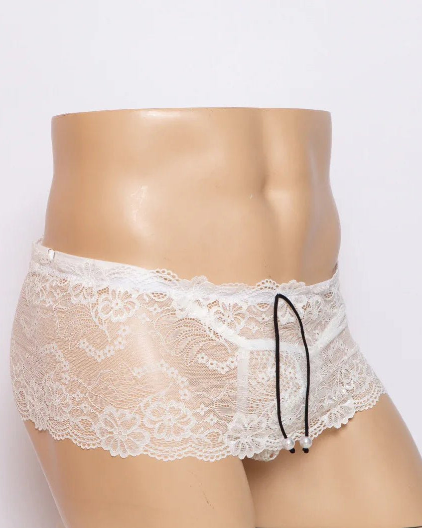 Men's Low Rise Sheer Lace G-String