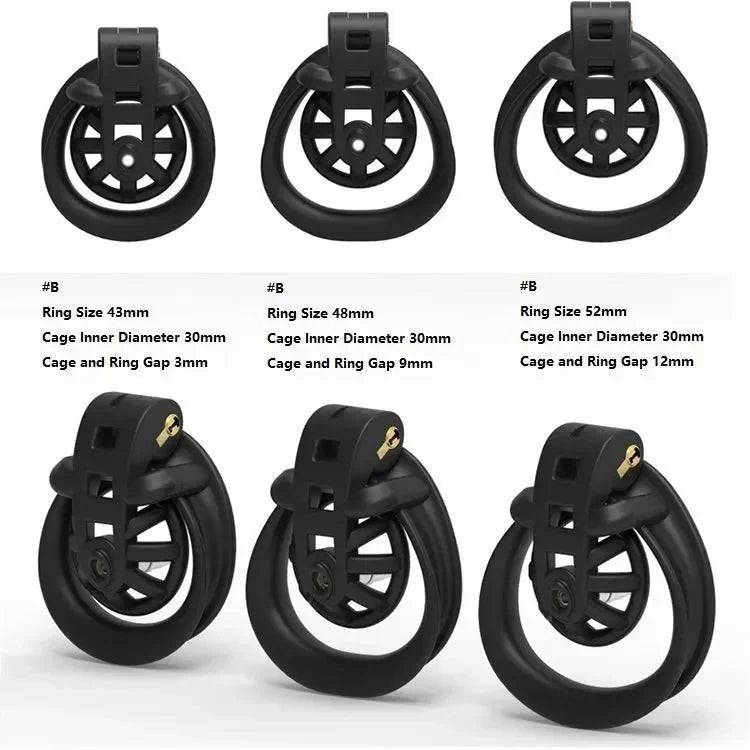 Adjustable Flat Profile Chastity Cage with Urethral Plug
