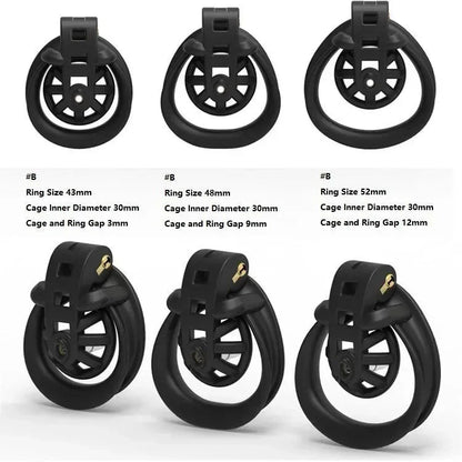 Adjustable Flat Profile Chastity Cage with Urethral Plug