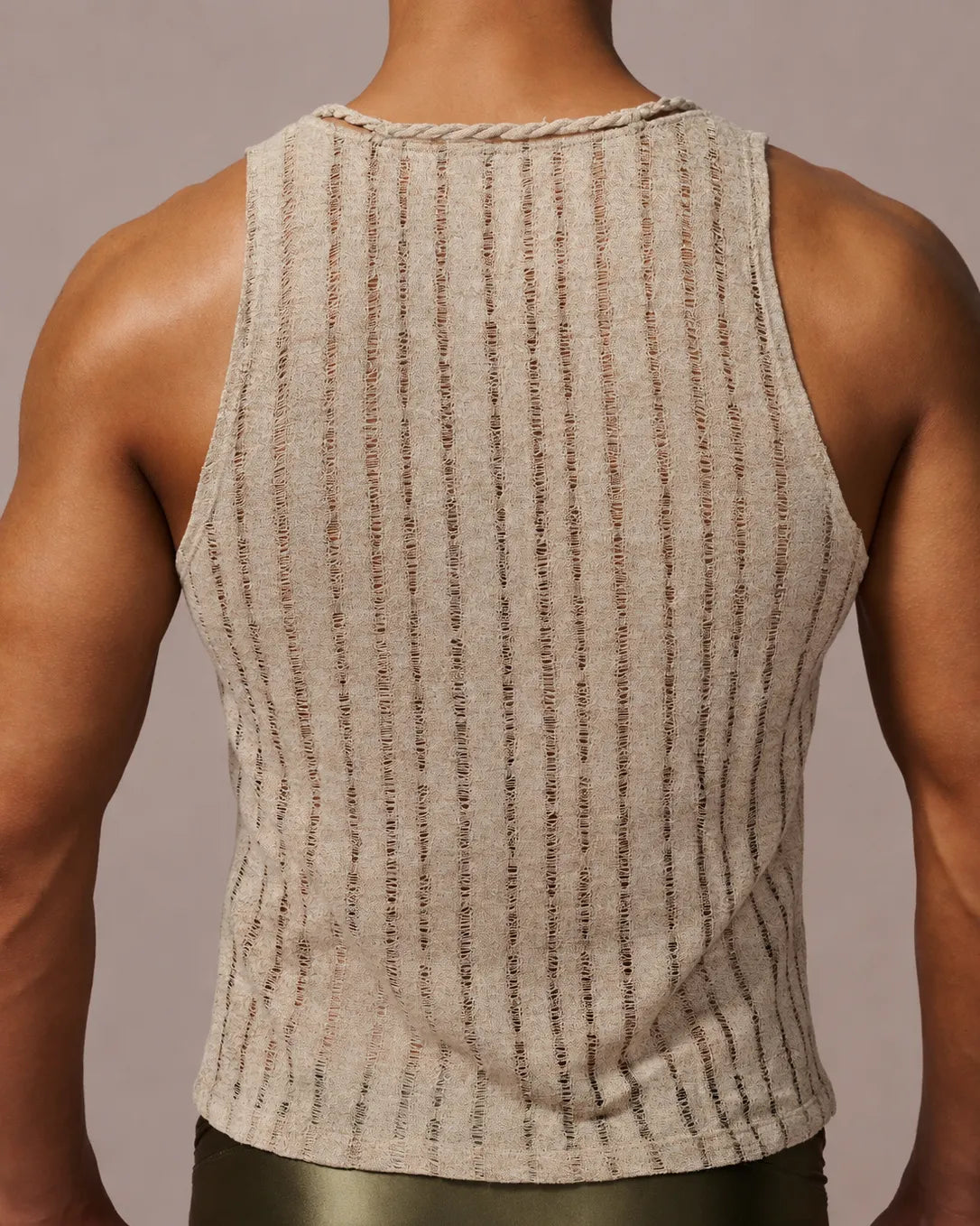The Crusoe Distressed Open-Stitch Tank