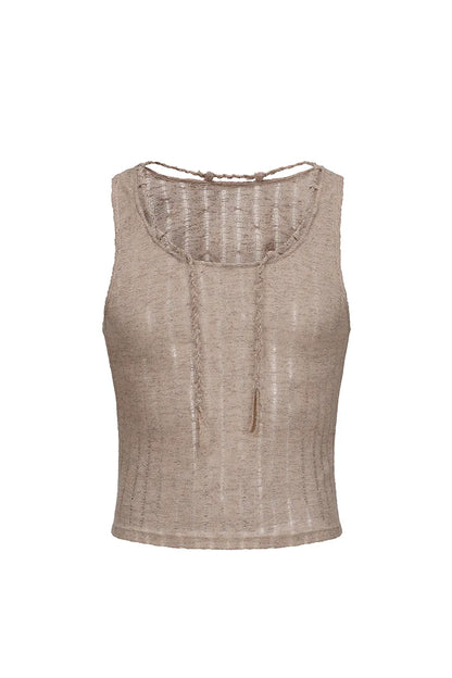 The Crusoe Distressed Open-Stitch Tank