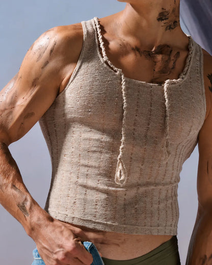 The Crusoe Distressed Open-Stitch Tank