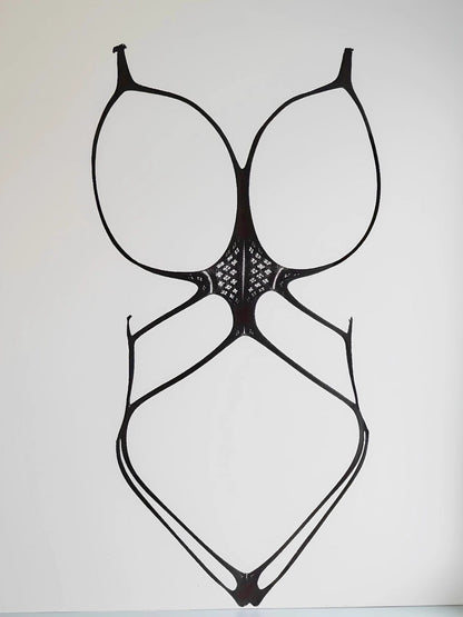 Men's Black Sexy Fishnet Bodysuit