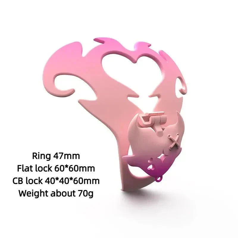 3D Pink Heart Sissy Chastity Cage