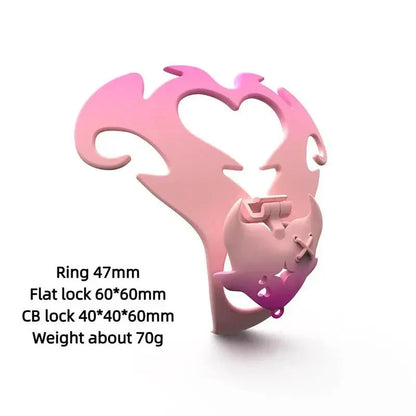 3D Pink Heart Sissy Chastity Cage