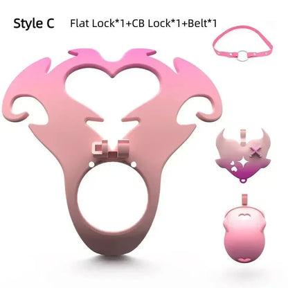 3D Pink Heart Sissy Chastity Cage