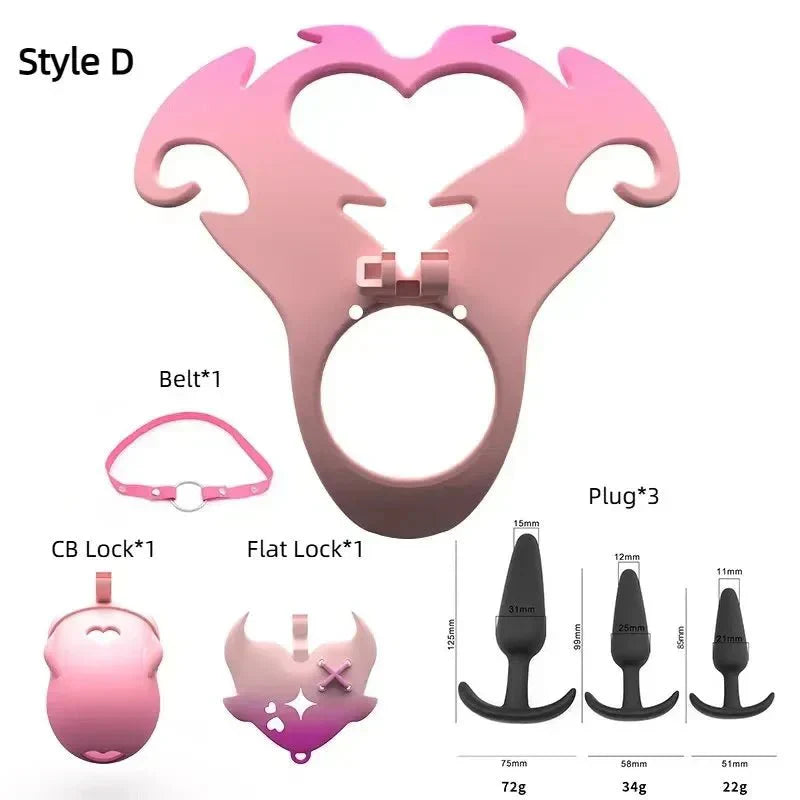 3D Pink Heart Sissy Chastity Cage
