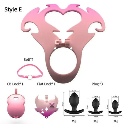 3D Pink Heart Sissy Chastity Cage
