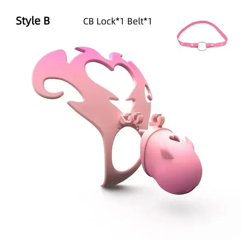 3D Pink Heart Sissy Chastity Cage
