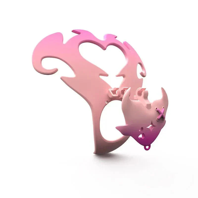 3D Pink Heart Sissy Chastity Cage