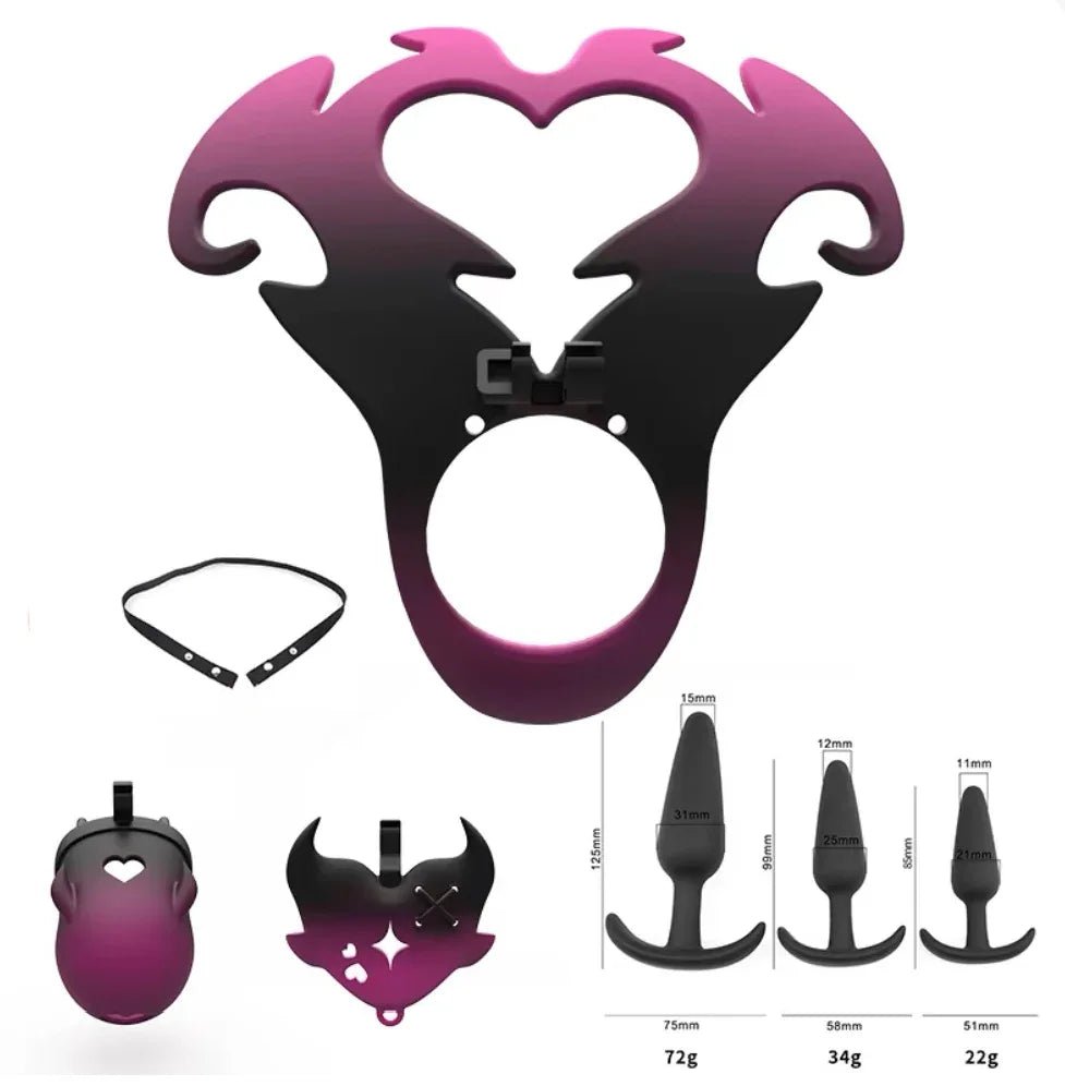 3D Pink Heart Sissy Chastity Cage