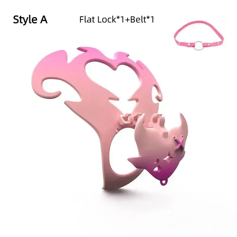 3D Pink Heart Sissy Chastity Cage