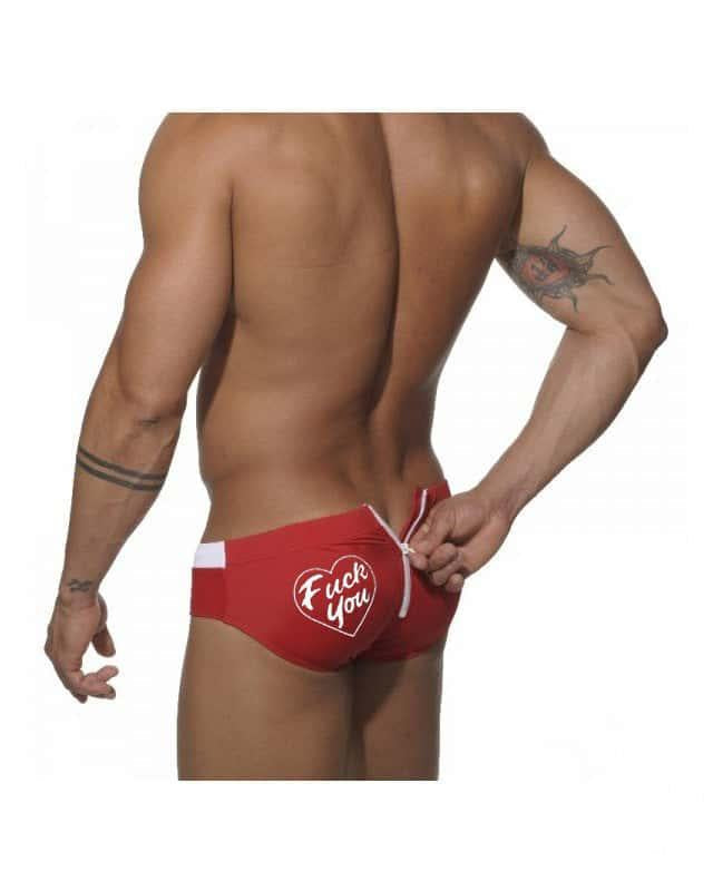 Back Zipper Letter Bikini Men's Swim Trunks