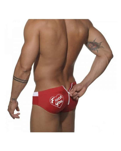 Back Zipper Letter Bikini Men's Swim Trunks