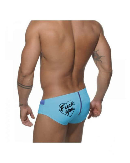 Back Zipper Letter Bikini Men's Swim Trunks