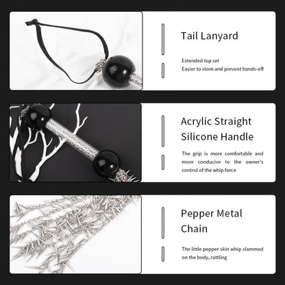 BDSM Spiked Metal Tassel Whip Flogger