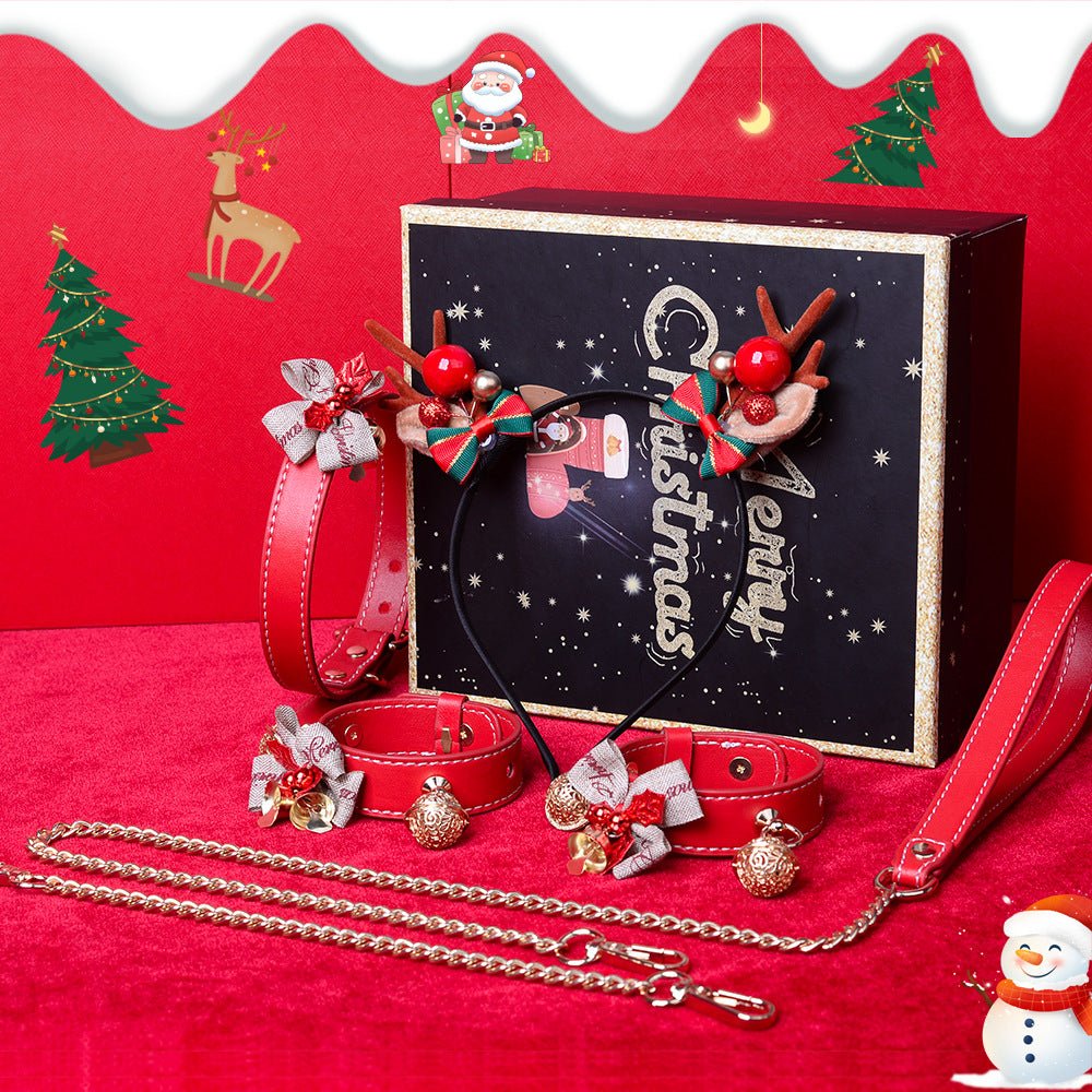 Christmas BDSM Sex Toy Gift Set - Elk Collar, Handcuffs, Bondage Adult Game - KB053