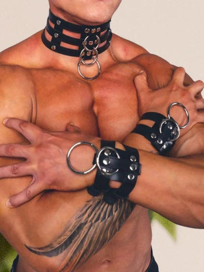 Corset Leather Collar Bracelet Set - KB028