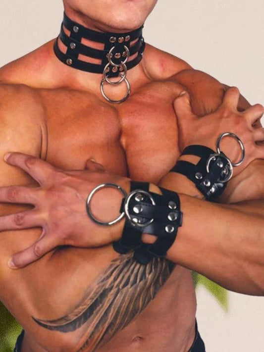 Corset Leather Collar Bracelet Set - KB028