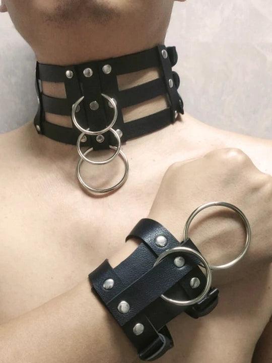 Corset Leather Collar Bracelet Set - KB028