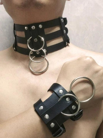 Corset Leather Collar Bracelet Set - KB028