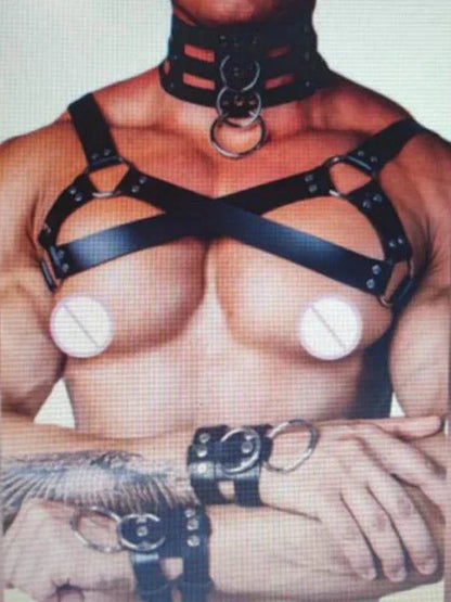 Corset Leather Collar Bracelet Set - KB028