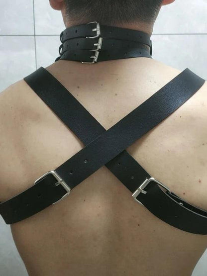 Corset Leather Collar Bracelet Set - KB028