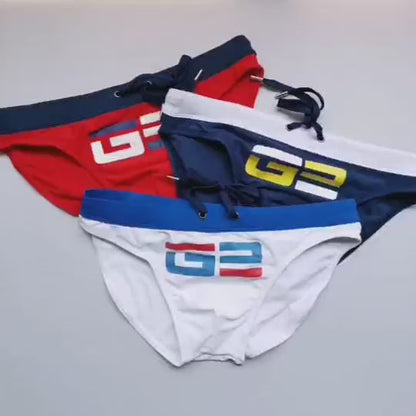 Men's Colorblock Printed Sexy Triangle Swimwear - YK047