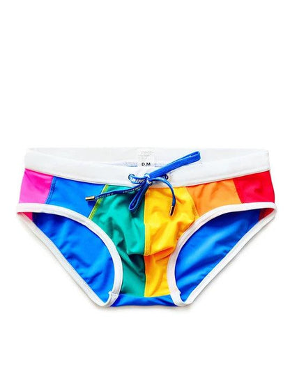 D.M Low Waist Sexy Rainbow Swim Briefs - YK015