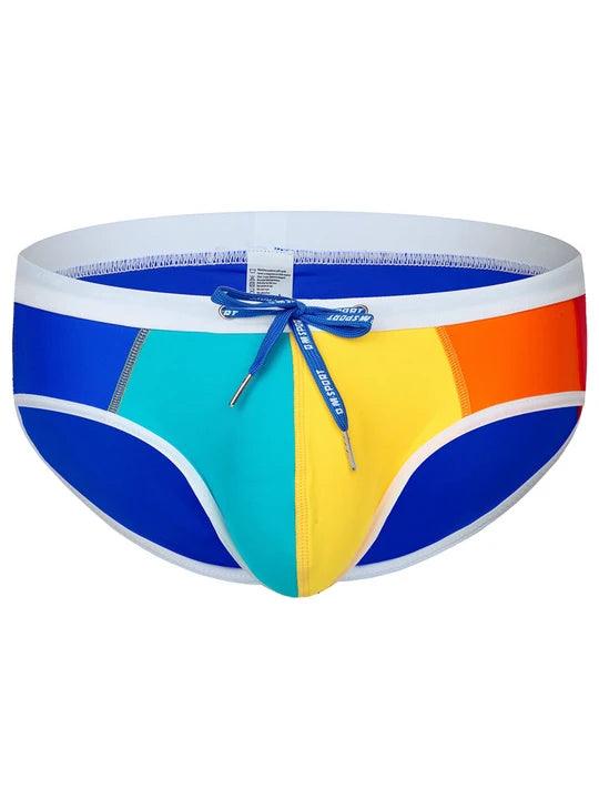 D.M Low Waist Sexy Rainbow Swim Briefs - YK015