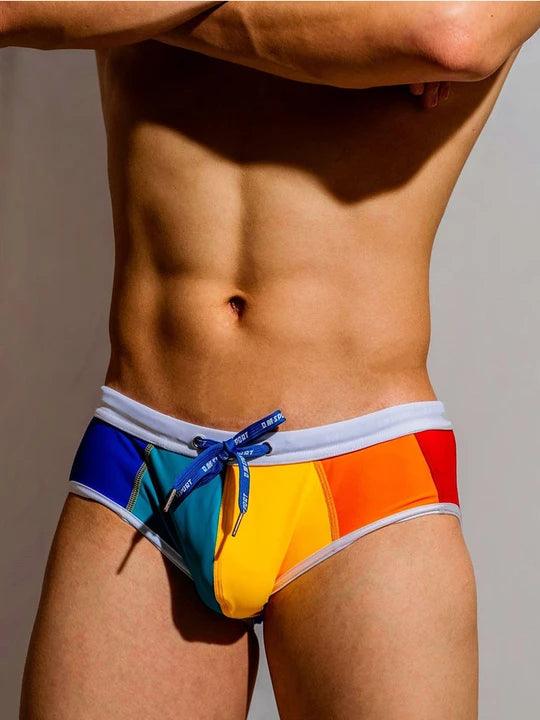 D.M Low Waist Sexy Rainbow Swim Briefs - YK015