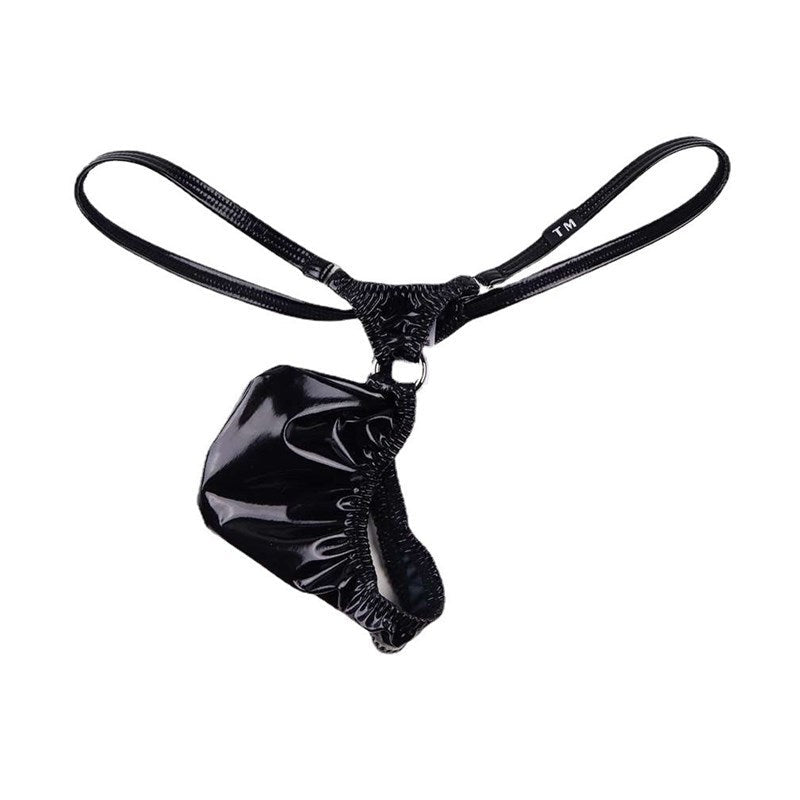 en's Patent Leather Thong with Iron Ring - DZK031