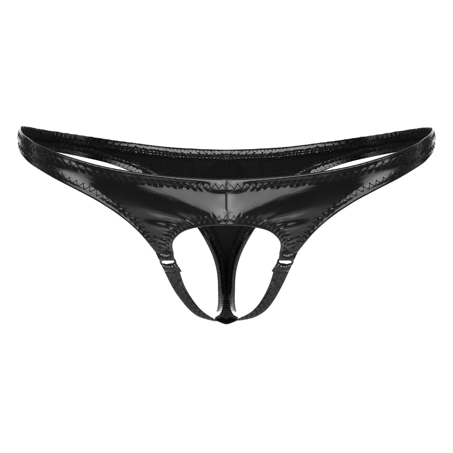 en's Patent Leather Thong with Iron Ring - DZK031