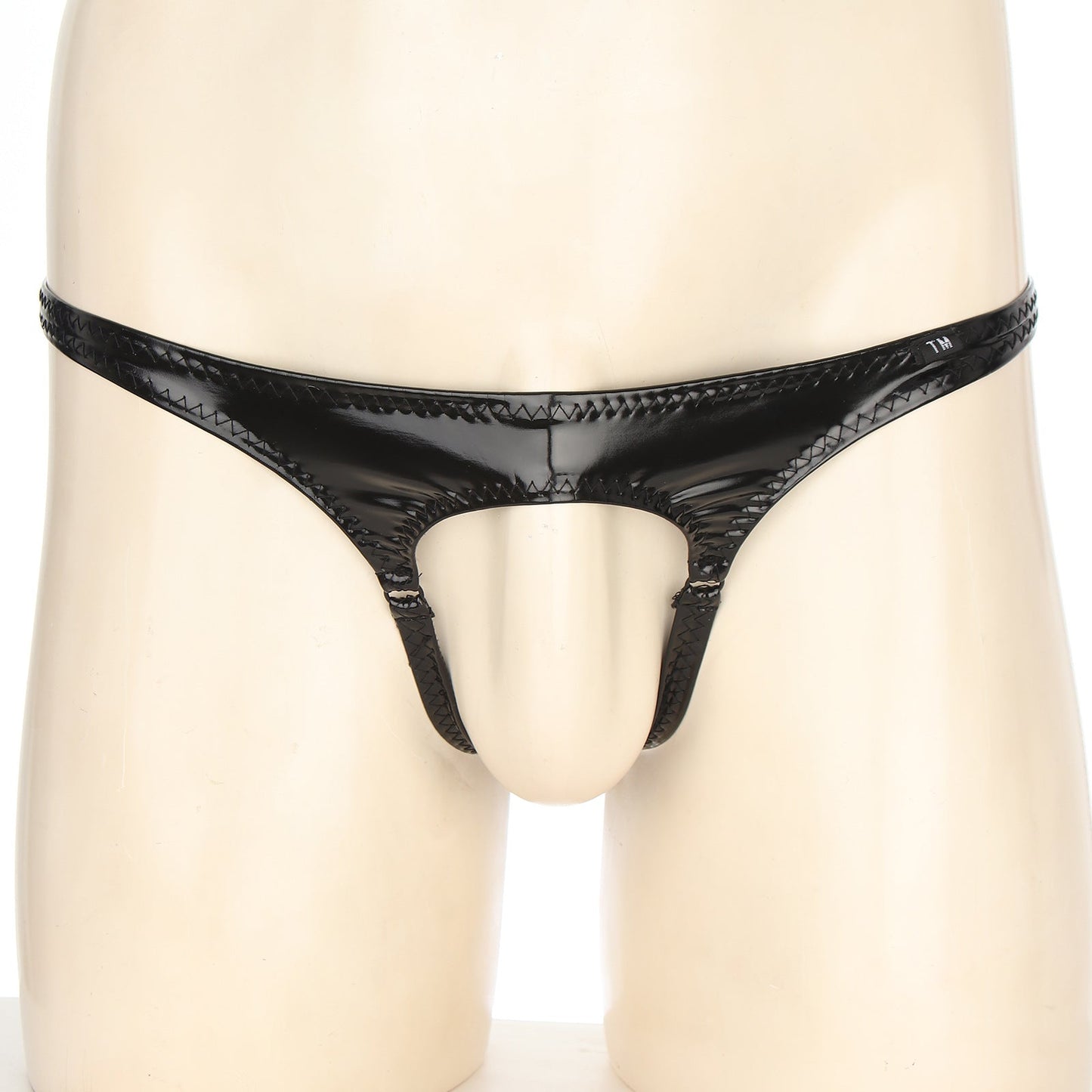 en's Patent Leather Thong with Iron Ring - DZK031