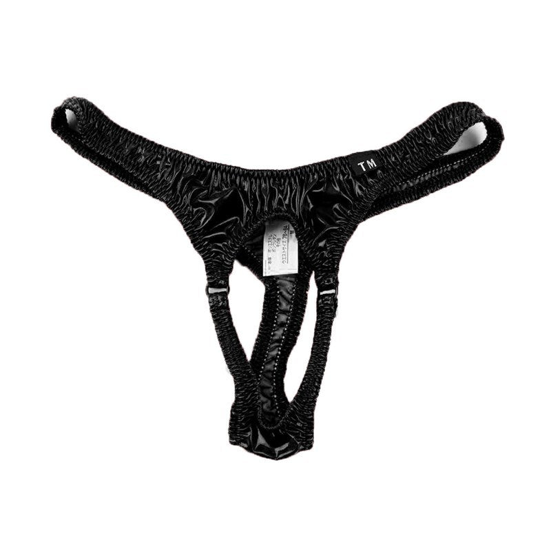 en's Patent Leather Thong with Iron Ring - DZK031