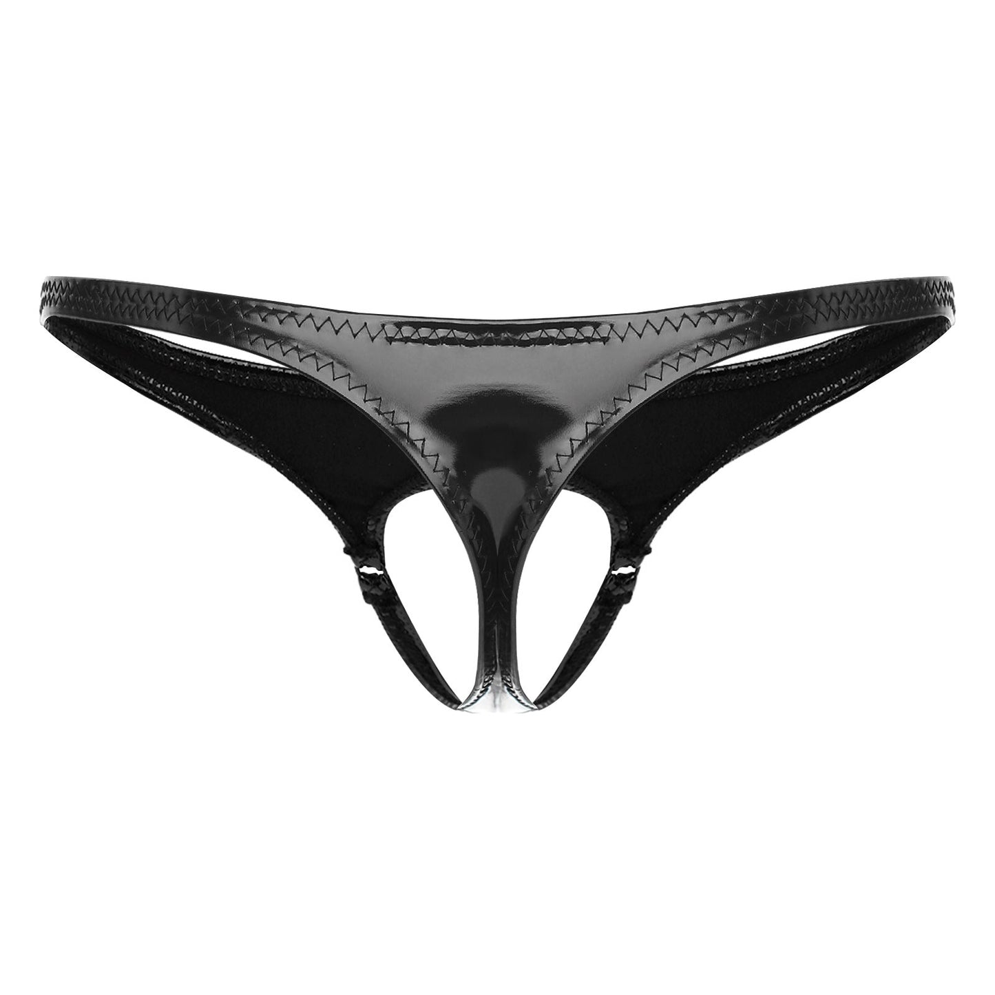 en's Patent Leather Thong with Iron Ring - DZK031