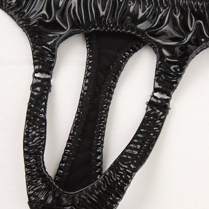 en's Patent Leather Thong with Iron Ring - DZK031