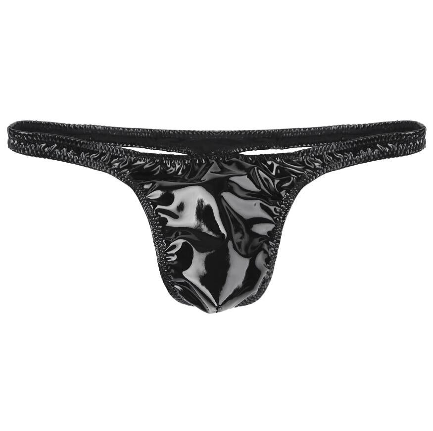 en's Patent Leather Thong with Iron Ring - DZK031