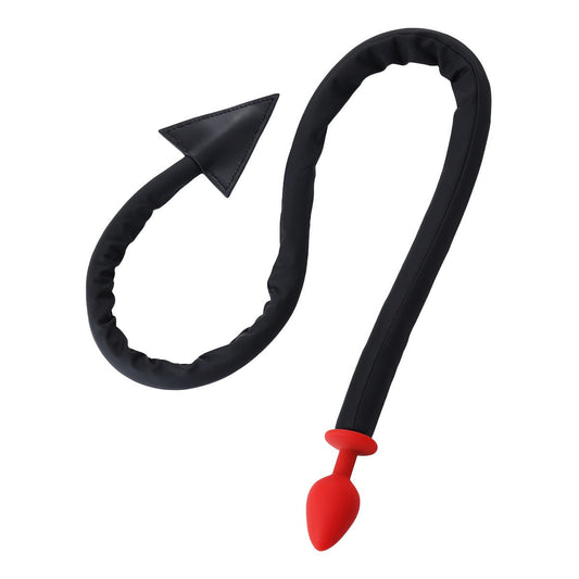 Erotic Toy Black Devil Tail SM Adult Silicone Red Anal Plug Leather Whip - PJ026