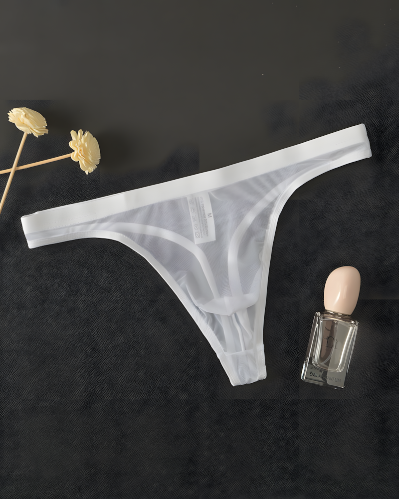 Men's Ultra-Thin Sheer Mesh Low Rise Thong