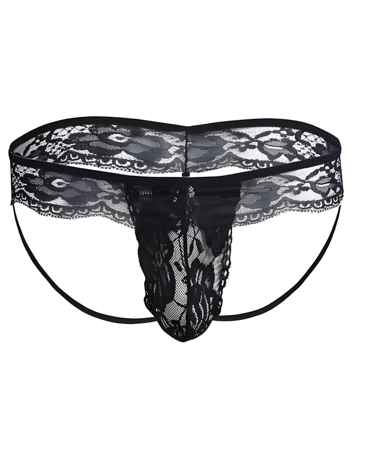 Men's Sexy Lace Wide Band Thong Underwear