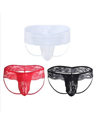 Men's Sexy Lace Wide Band Thong Underwear