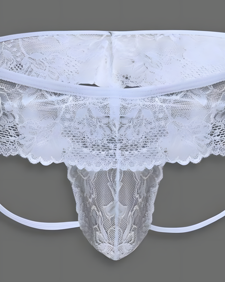 Men's Sexy Lace Wide Band Thong Underwear