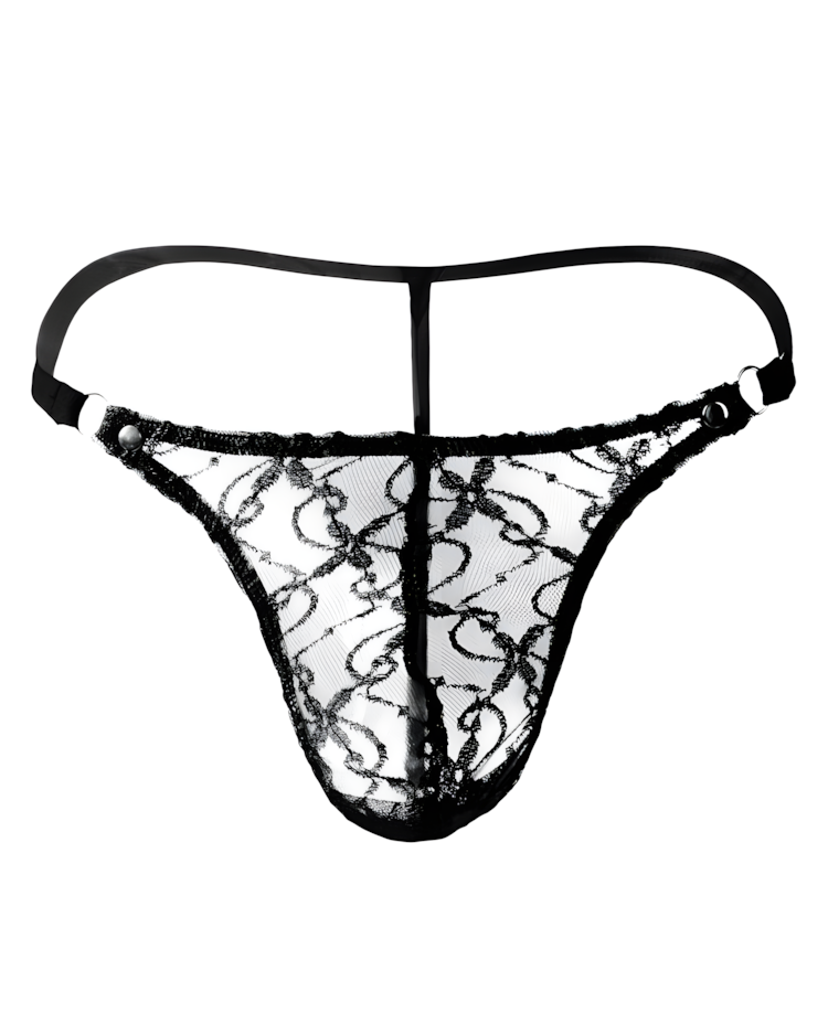 Men's Sexy Transparent Lace Mesh G-String Thong