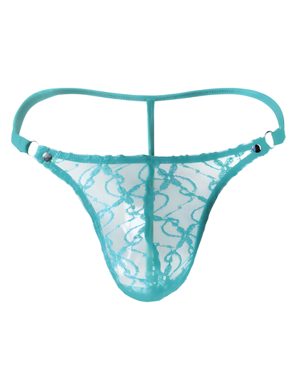 Men's Sexy Transparent Lace Mesh G-String Thong