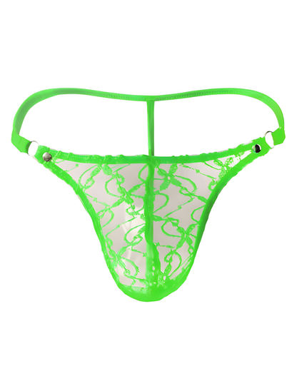 Men's Sexy Transparent Lace Mesh G-String Thong