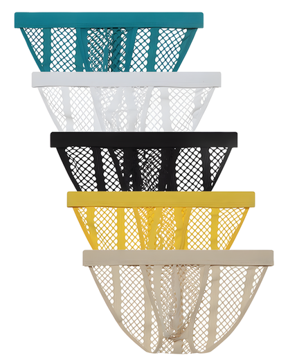 Men's Hollow Out Low Rise Striped Fishnet Briefs
