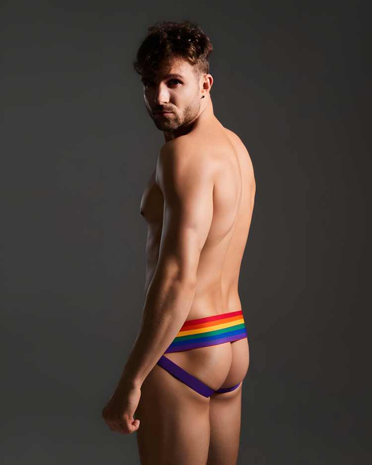 Wide Band Rainbow Bikini Jockstrap